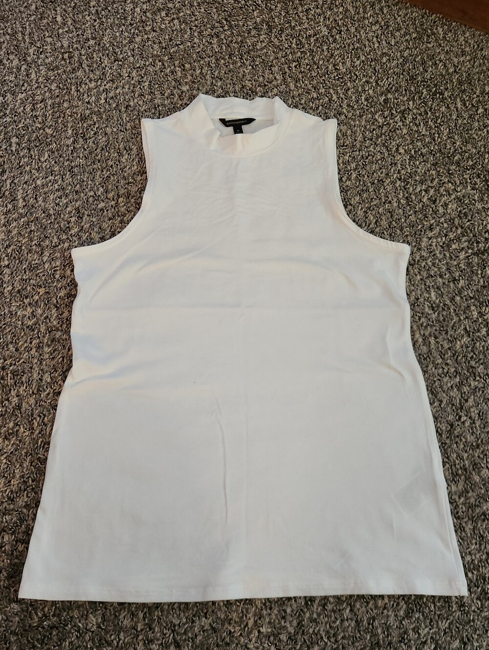 Banana Republic Mock Neck Cotton Stretch Sleeveless Blouse Tank Top White Medium